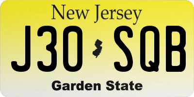 NJ license plate J30SQB