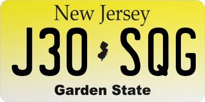 NJ license plate J30SQG
