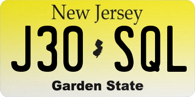 NJ license plate J30SQL