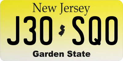 NJ license plate J30SQO
