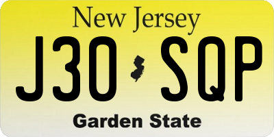 NJ license plate J30SQP
