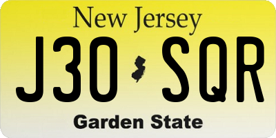 NJ license plate J30SQR