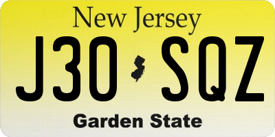 NJ license plate J30SQZ