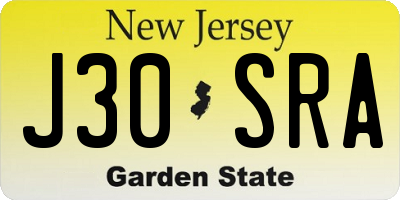 NJ license plate J30SRA