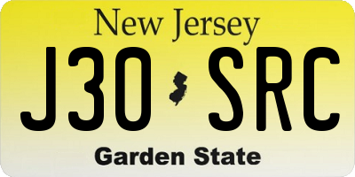NJ license plate J30SRC