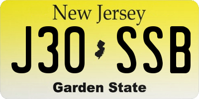 NJ license plate J30SSB