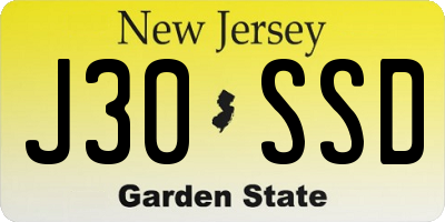 NJ license plate J30SSD