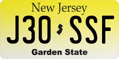 NJ license plate J30SSF