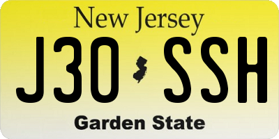 NJ license plate J30SSH