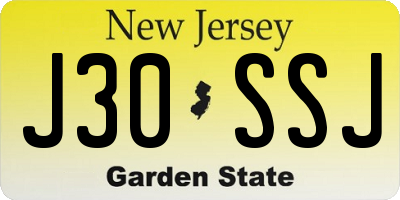 NJ license plate J30SSJ