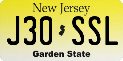 NJ license plate J30SSL