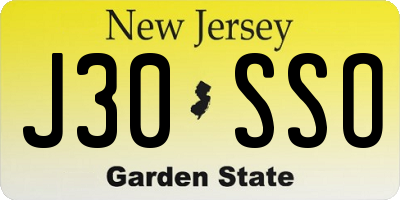 NJ license plate J30SSO