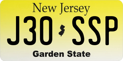 NJ license plate J30SSP