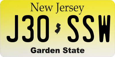 NJ license plate J30SSW