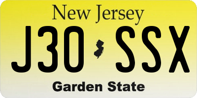 NJ license plate J30SSX