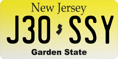 NJ license plate J30SSY