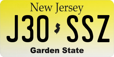 NJ license plate J30SSZ