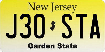 NJ license plate J30STA