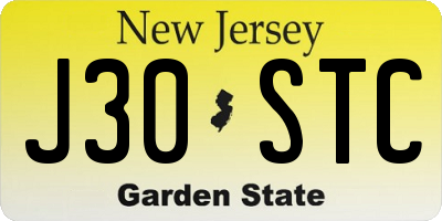 NJ license plate J30STC