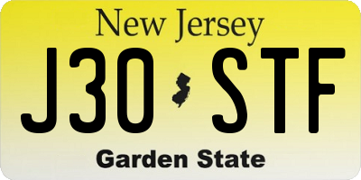 NJ license plate J30STF