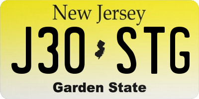 NJ license plate J30STG