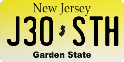 NJ license plate J30STH