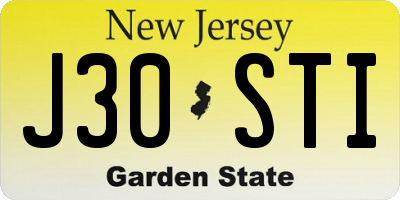 NJ license plate J30STI