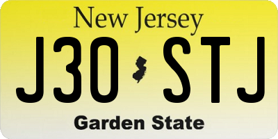NJ license plate J30STJ