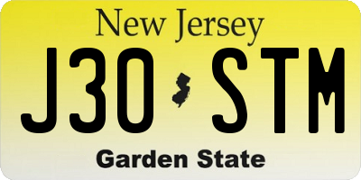 NJ license plate J30STM