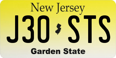 NJ license plate J30STS