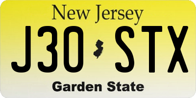 NJ license plate J30STX