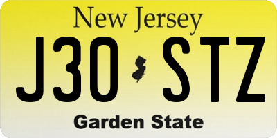 NJ license plate J30STZ
