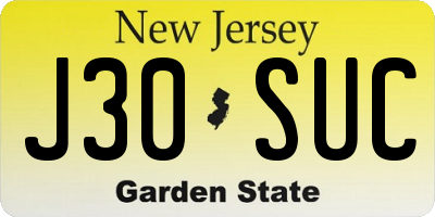 NJ license plate J30SUC