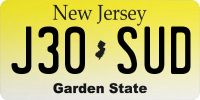 NJ license plate J30SUD