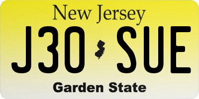 NJ license plate J30SUE