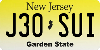 NJ license plate J30SUI