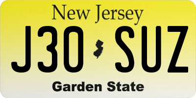 NJ license plate J30SUZ