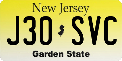 NJ license plate J30SVC