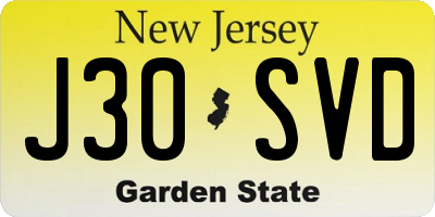 NJ license plate J30SVD