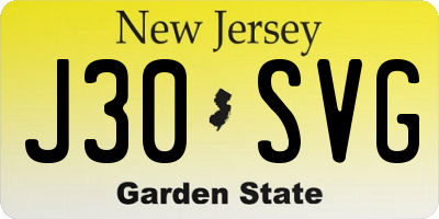 NJ license plate J30SVG