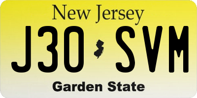NJ license plate J30SVM