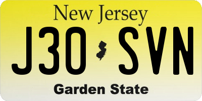 NJ license plate J30SVN