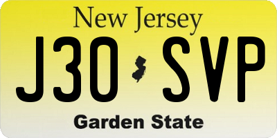 NJ license plate J30SVP