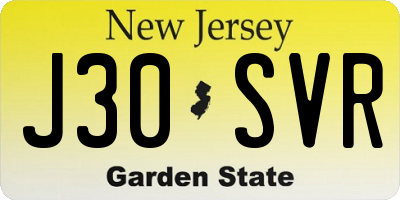 NJ license plate J30SVR