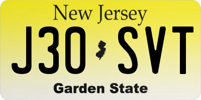 NJ license plate J30SVT