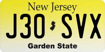 NJ license plate J30SVX