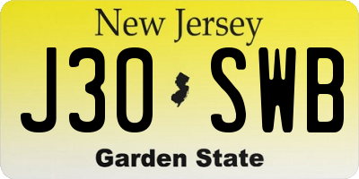 NJ license plate J30SWB