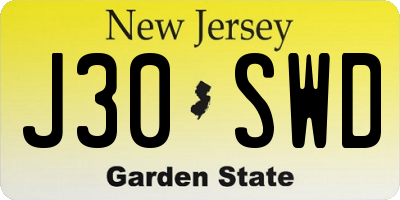 NJ license plate J30SWD