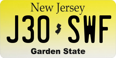 NJ license plate J30SWF