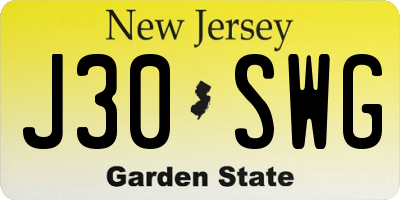 NJ license plate J30SWG